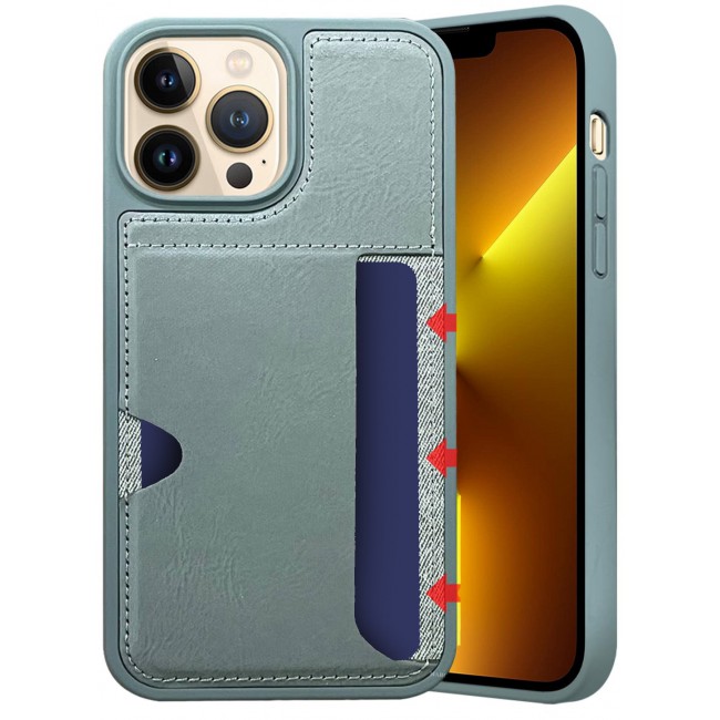 CATANES iPhone 14 Pro Max Case Leather Antifingerprint Cover with Wallet Card Slot Shell, Side Insert Card Holder, Anti Fall Protection