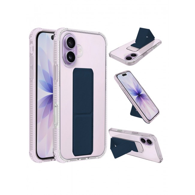 CATANES 2 Packs Finger Grip Clear Case Cover for iPhone 17- Kickstand Car Magnetic Holder Multi-function Protective Two-in-one Case with Privacy Screen Protector - Dark Blue