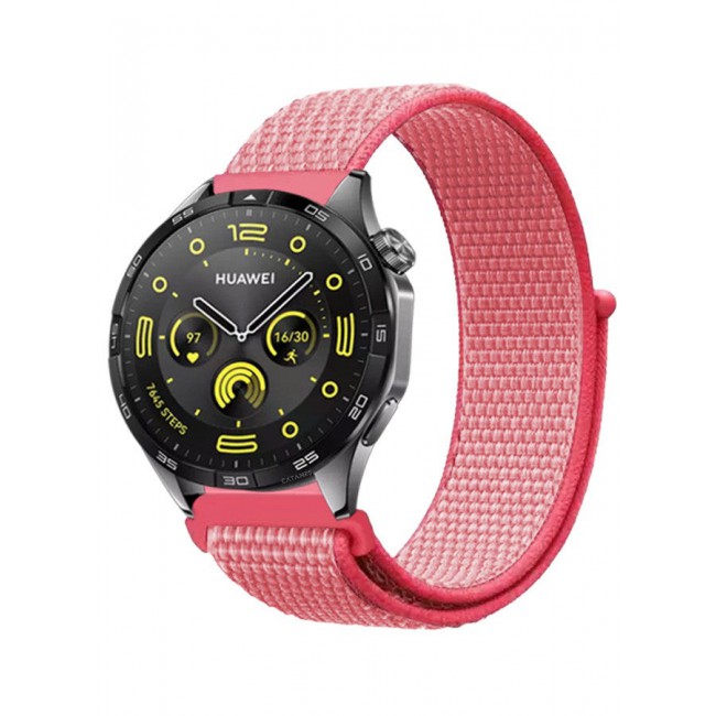 CATANES (for Huawei GT4 22mm) Nylon Strap,Sport Wristband Strap Adjustable Sport Stretchy Braided Solo Loop Band Pink