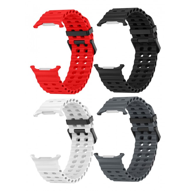 CATANES 4 PCS of Soft Silicone Band for Samsung Galaxy Watch 7 Ultra Soft Silicone Adjustable, Sweat-Resistant, and Stylish