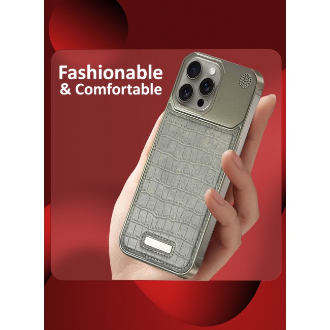 CATANES iPhone 15 Pro Max 3 Pack Case Leather Metal Design, Slim Lightweight Minimalist Cover,1 Case 2 Screen Protectors