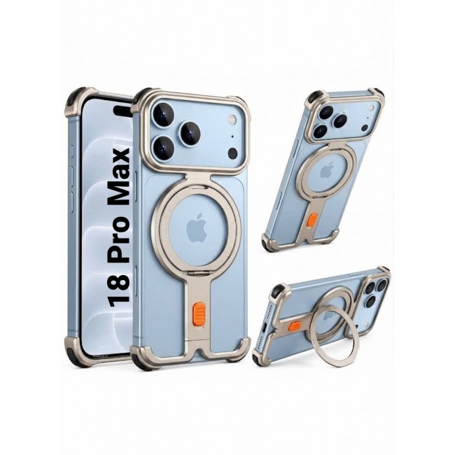 CATANES Rugged Metal For iPhone 18 Pro Max Case with 360° Rotating Ring Kickstand & Camera Protection - Silver