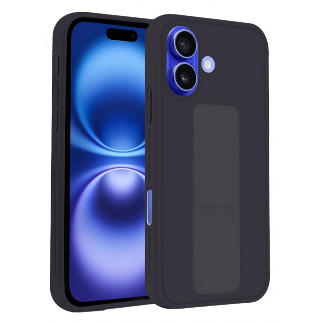 CATANES ( for iPhone 16 ) Case Premium PU Leather Case with Stand Function Shockproof and Anti Scratch Finger Grip Case Cover / Dark Purple