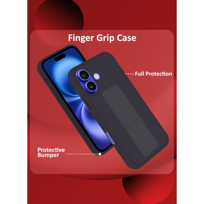CATANES ( for iPhone 16 ) Case Premium PU Leather Case with Stand Function Shockproof and Anti Scratch Finger Grip Case Cover / Dark Purple