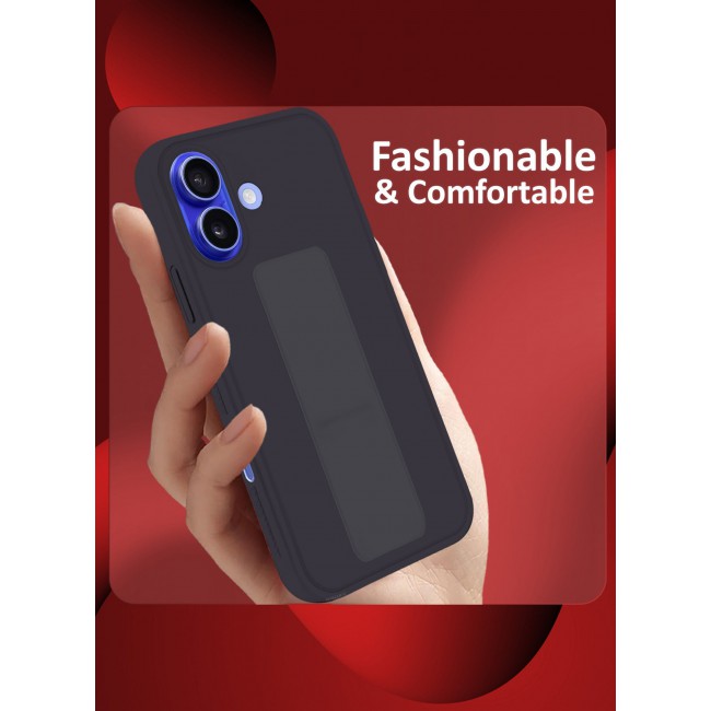 CATANES ( for iPhone 16 ) Case Premium PU Leather Case with Stand Function Shockproof and Anti Scratch Finger Grip Case Cover / Dark Purple