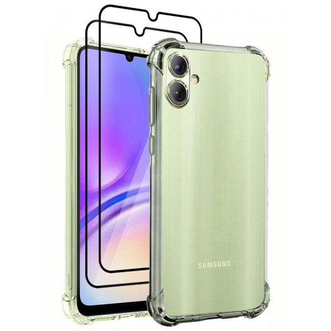CATANES 3 Pack for Samsung Galaxy A05 Gorilla Case and 2 Screen Protectors Shock-Absorption Flexible Clear TPU Rubber Protective Cell Phone Cover Slim Fit Transparent Protective Case Cover