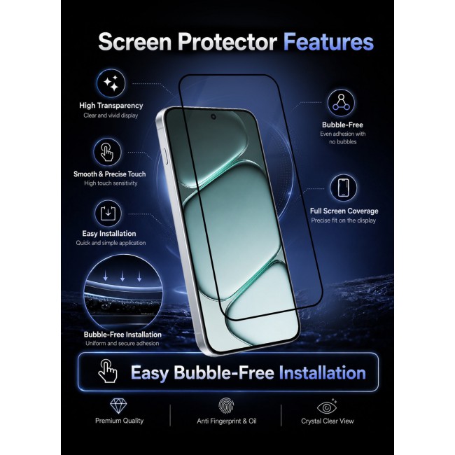 CATANES Screen Protector for OnePlus Ace 6 Tempered Glass 3D, Full Coverage, Scratch-Resistant, 9H Hardness High-Definition Clear Guard, Black Edge