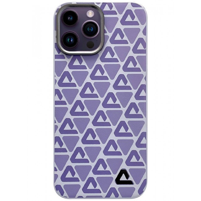 CATANES (for iPhone 14 Pro Max) Case Leather Back Cover Triangle Pattern Shockproof Protective Phone Case Purple