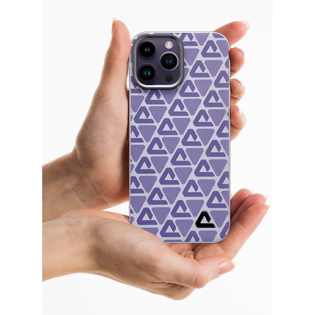CATANES (for iPhone 14 Pro Max) Case Leather Back Cover Triangle Pattern Shockproof Protective Phone Case Purple