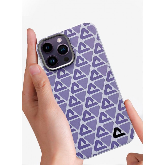 CATANES (for iPhone 14 Pro Max) Case Leather Back Cover Triangle Pattern Shockproof Protective Phone Case Purple