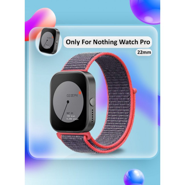 CATANES (for Nothing Watch Pro 22mm) Nylon Strap,Quick Release Bands for Women Men Sport Wristband Strap Dark Purple/Orange