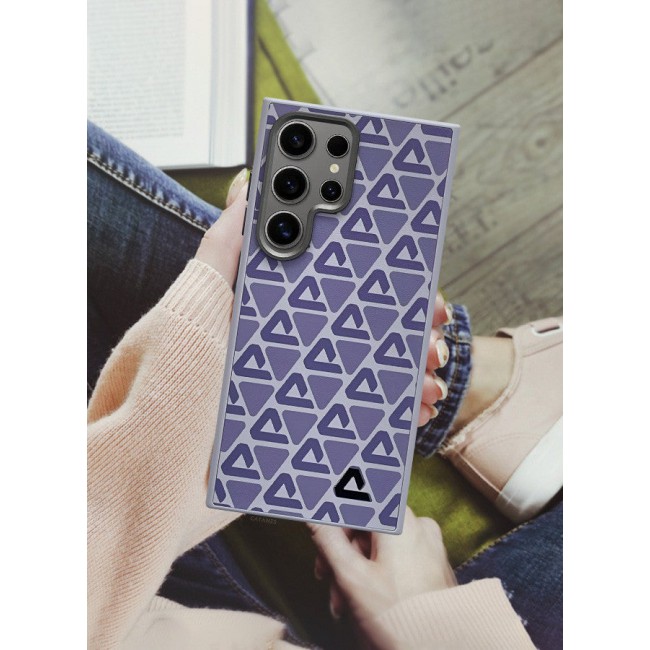CATANES (for Samsung Galaxy S24 Ultra) 3 Pack Case and 2 Screen Protectors Leather Back Cover Triangle Pattern Shockproof Protective Phone Case Purple