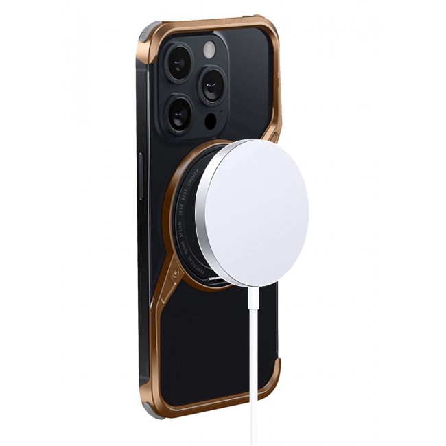 CATANES ( for iPhone 16 Pro Max ) 2Packs Frameless Magsafe Hard Case Cover Cool Luxury Design Z-shaped Light Metal with 360° Rotation Magnetic O Ring Stand with Screen Protector / Desert Titanium Color