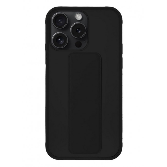 CATANES iPhone 15 Pro Case Premium PU Leather Case with Stand Function Shockproof and Anti Scratch Finger Grip Case Cover Black