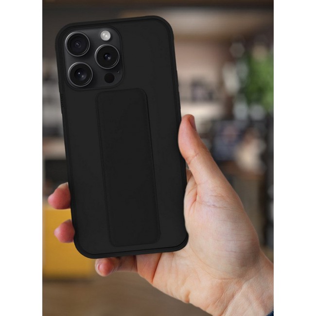CATANES iPhone 15 Pro Case Premium PU Leather Case with Stand Function Shockproof and Anti Scratch Finger Grip Case Cover Black