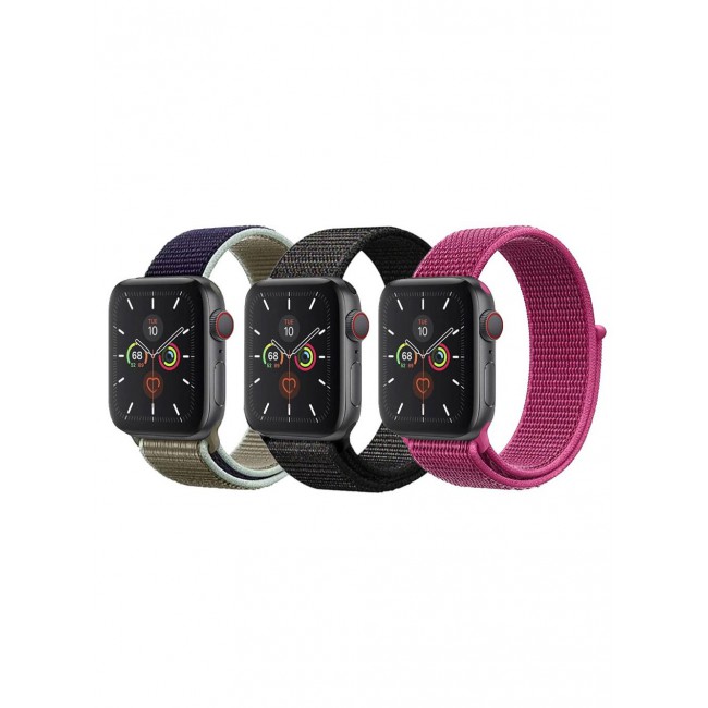 CATANES 3 Pack For Apple Watch 41mm 40mm 38mm Nylon Sport Loop Band Compatible With iWatch Series 7 SE 6 5 4 3 2 1 Men Women Braided Stretchy Nylon Loop Bands