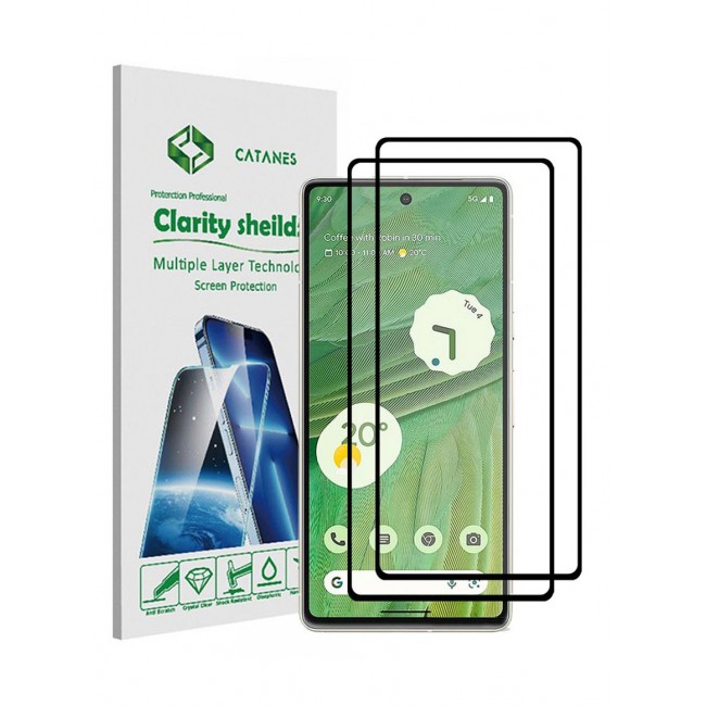 CATANES 2Pack for Google Pixel 7 Screen Protector Tempered Glass 9H Anti-Scratch Shatterproof HD Edge to Edge Full Coverage Film 6.3 inch