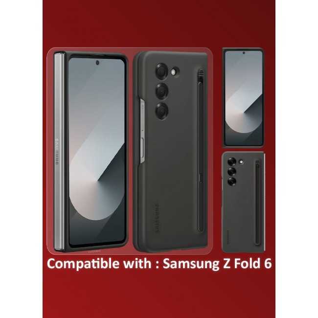 CATANES (for Samsung Galaxy Z Fold 6) Case with Screen Protector Ultra Hybrid Premium Case with Built-in New Compact S Pen, Holder and Storage Slot for Pen Black