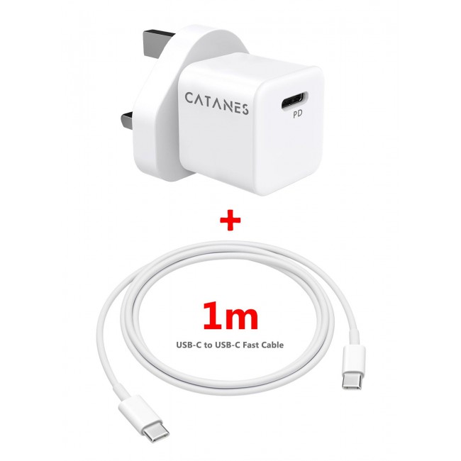 CATANES 25W Fast Adapter Type C 3Pins with 1m Cable Type C for Samsung Galaxy Z fold 6 and Galaxy Z fold 5 / White