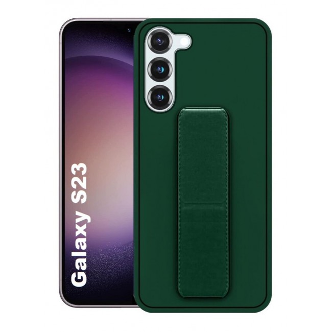 CATANES Samsung Galaxy S23 Grip Case Magnetic Kickstand Cover with Foldable Hand Strap Green