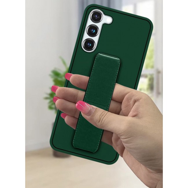 CATANES Samsung Galaxy S23 Grip Case Magnetic Kickstand Cover with Foldable Hand Strap Green