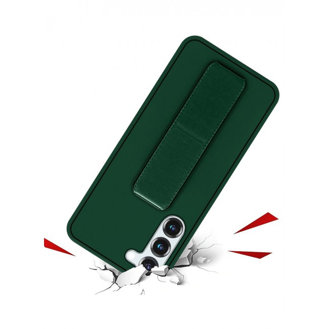 CATANES Samsung Galaxy S23 Grip Case Magnetic Kickstand Cover with Foldable Hand Strap Green