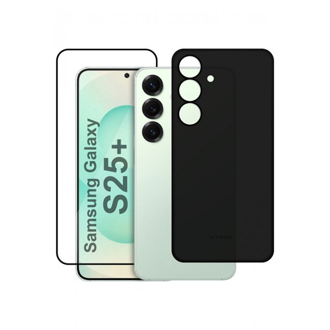 CATANES 2Packs Case for Galaxy S25 Plus Air Skin Case All Around Full Protection Ultra Slim 0.3mm Thickness 4g Feather Weight with 3D Screen Protector - Black