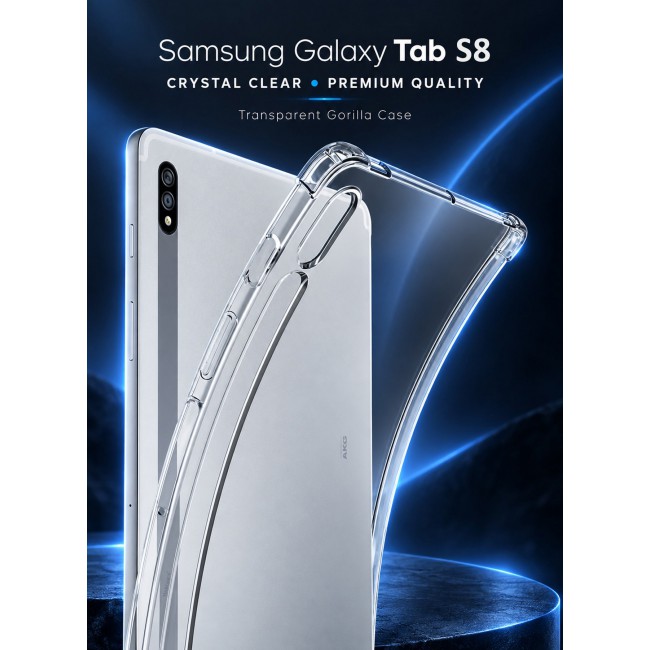 CATANES For Samsung Galaxy Tab S8 Transparent TPU Bumper Protective Case
