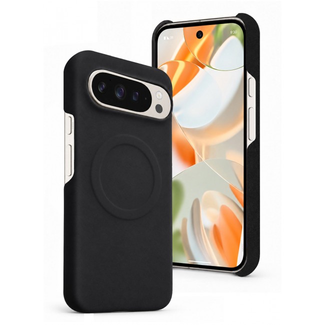 CATANES Premium Alcantara Case for Google Pixel 9 Pro Magnetic Shockproof Slim Cover - Black