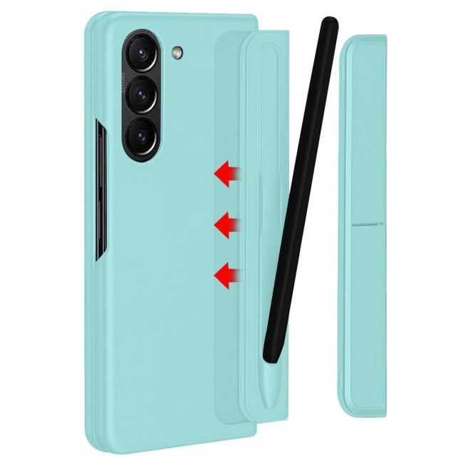 CATANES Samsung Galaxy Z Fold 5 Case with Pen Holder S-Pen included Hard Ultra Protective and Anti Shock Case Cover Aquamarine