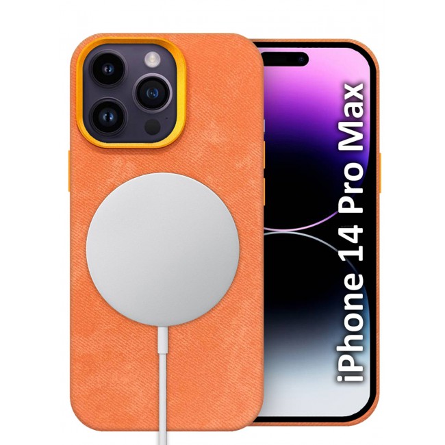 CATANES 3Packs iPhone 14 Pro Max Alcantara Case Cover Premium Quality Luxurious Soft Touch Protection with Metal Camera Frame with Two 3D Screen Protectors - Orange