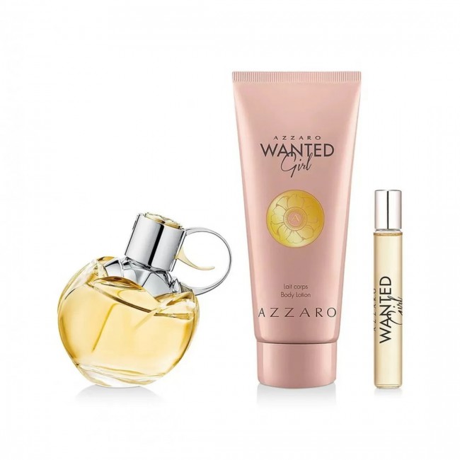 Azzaro Wanted Girl Edp 80ml With 7.5ml and Body Lotion 100ml