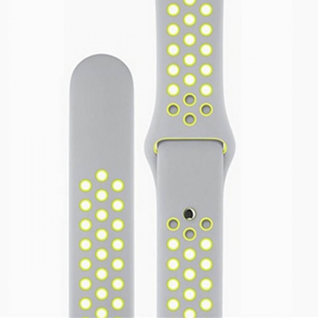 Apple Watch Band 42-44-45mm Silicone Nike Design Strap Henlein Series by Margoun - Grey Neon Green