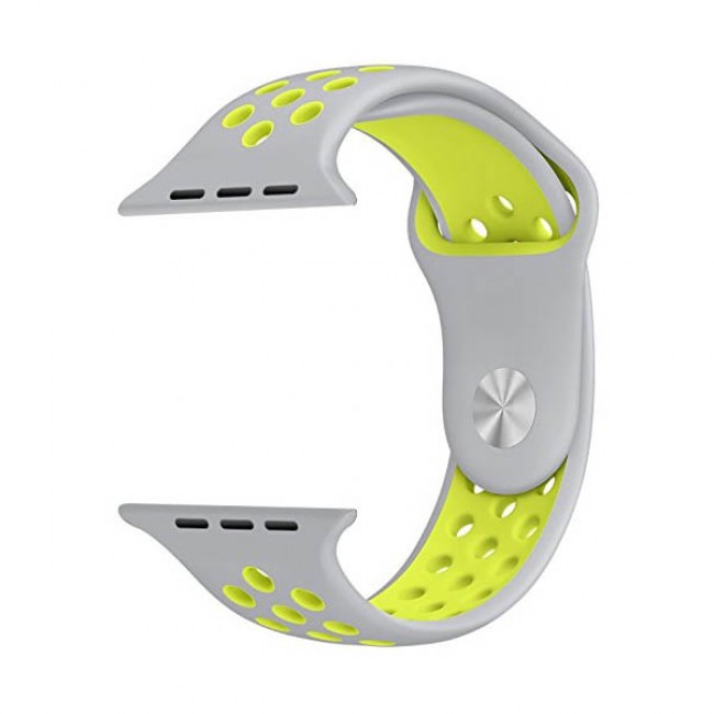 Apple Watch Band 42-44-45mm Silicone Nike Design Strap Henlein Series by Margoun - Grey Neon Green