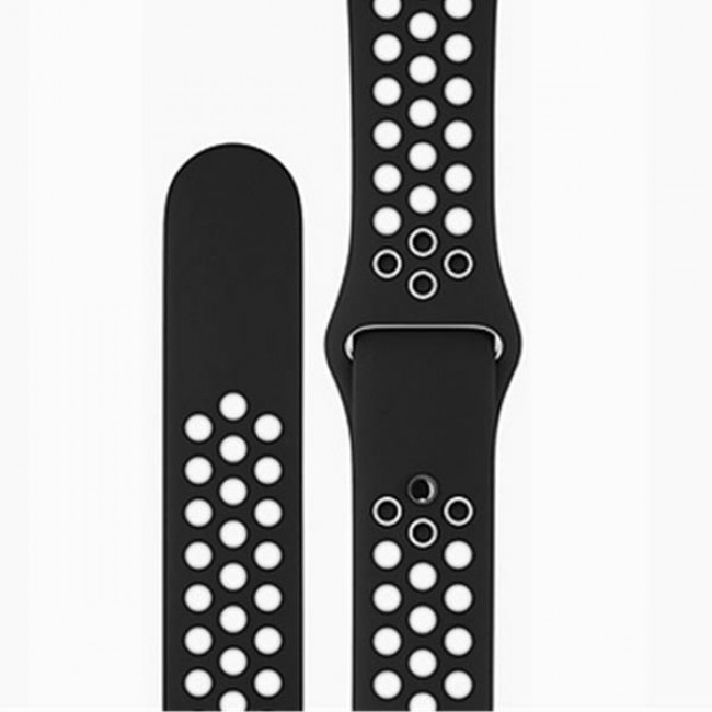 Margoun 42-44-45mm Nike Design Silicone Replacement Band For Apple Watch - Black White