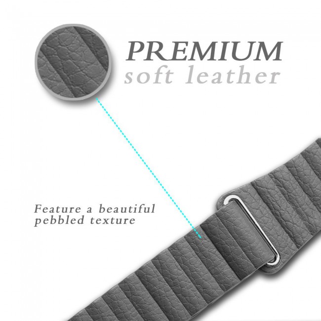 Apple Watch Band 38-40-41mm Leather Loop with Magnet Lock Strap Replacement Band In Grey