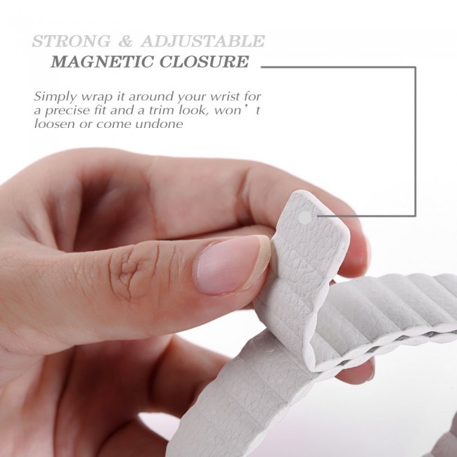 Apple Watch Band 38-40-41mm Leather Loop with Magnet Lock Henlein Series by Margoun - White