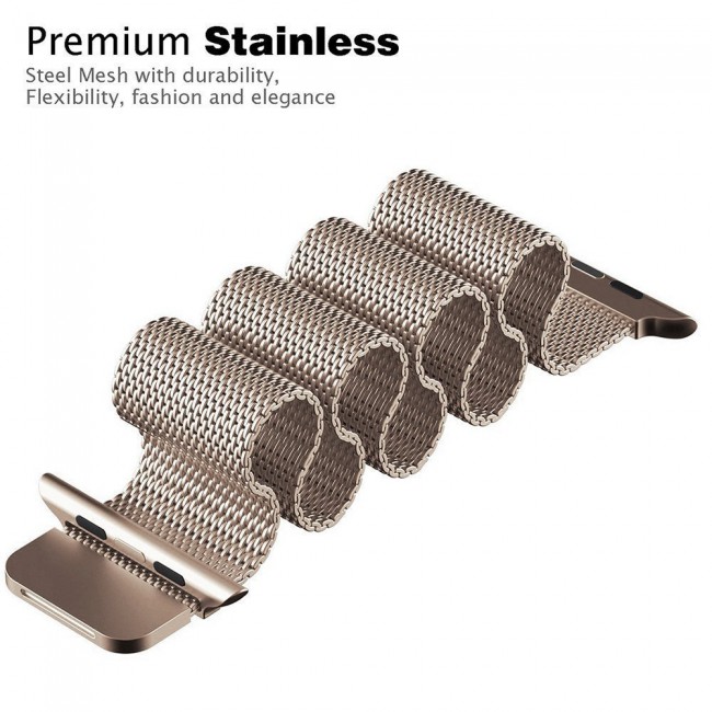 Apple Watch Band 38-40-41mm Milanese Loop Strap Henlein Series by Margoun - Matte Gold