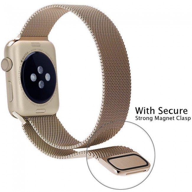 Apple Watch Band 38-40-41mm Milanese Loop Strap Henlein Series by Margoun - Matte Gold