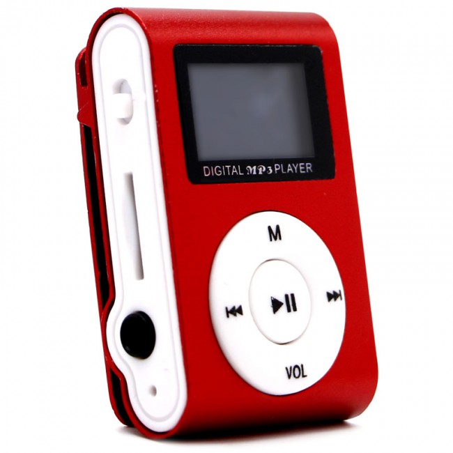 Margoun Digital MP3 Player Clip Style with 1" LCD Screen in Red