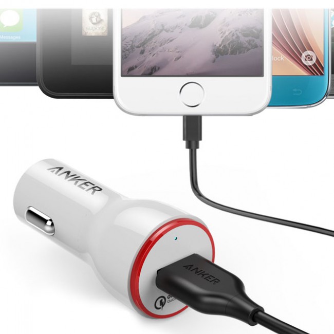 Anker PowerDrive Plus1 Universal Car Charger with Quick Charge - White