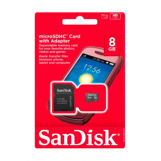 SanDisk 8GB Micro SDHC Class 4 Memory Card with SD Adapter