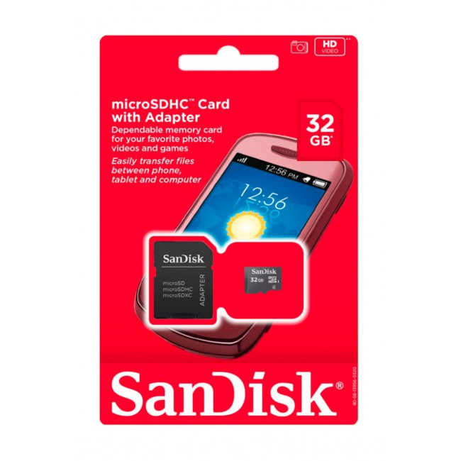 SanDisk 32GB Micro SDHC Class 4 Memory Card with SD Adapter
