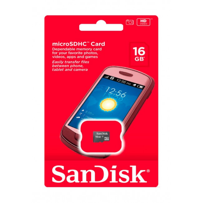 SanDisk 16GB MicroSDHC Class 4 Memory Card
