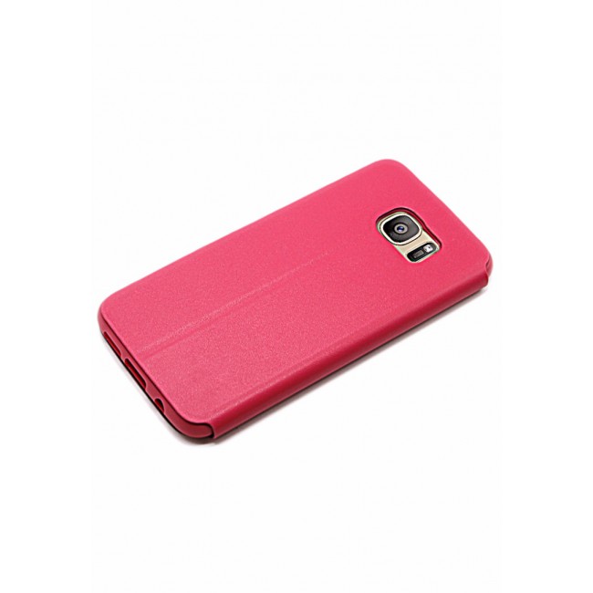X-Level FIB Color Leather Flip Case Cover Stand with Back Cover for Samsung Galaxy S7 - Rose Red