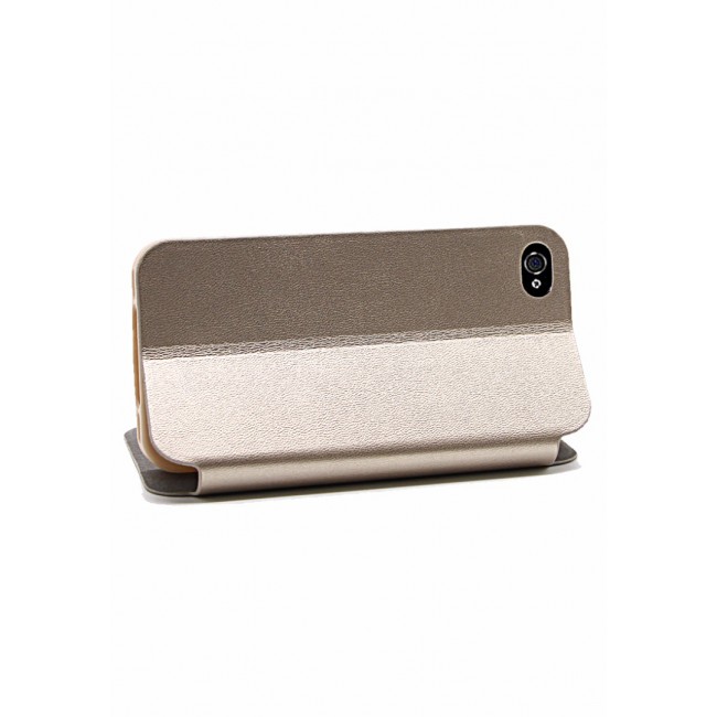 X-Level FIB Color Leather Flip Case Cover Stand with Back Cover for iPhone 4 - Gold