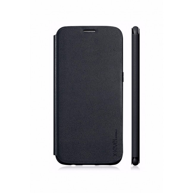 X-Level FIB Color Leather Flip Case Cover for Samsung Galaxy S8 Plus - Black