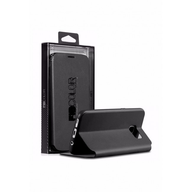 X-Level FIB Color Leather Flip Case Cover for Samsung Galaxy S8 Plus - Black