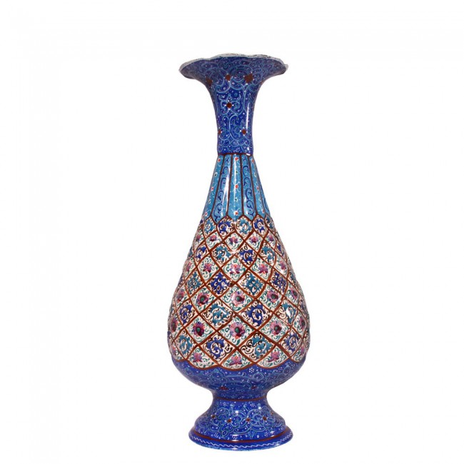 Persian Handmade enamel On Copper Vase - Multicolor