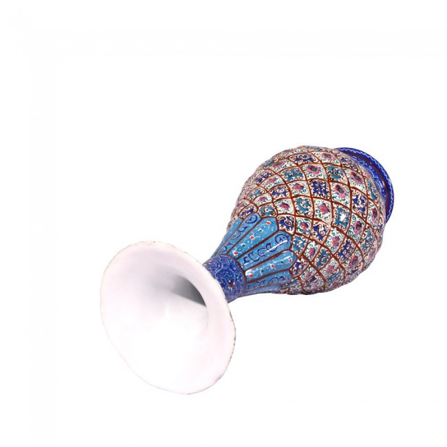 Persian Handmade enamel On Copper Vase - Multicolor